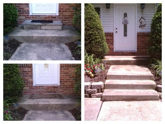 Front stoop and steps settled.