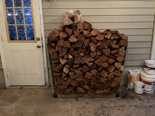 fire wood (and purchased rack) employees stacked for free.