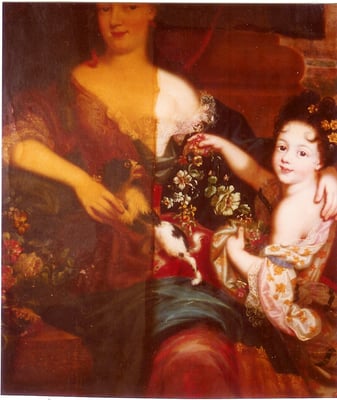 Here's an example of our fine restoration work, showing a painting during cleaning process