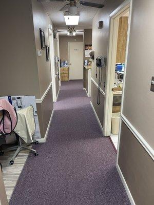 Office hall view to various dental rooms.