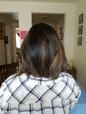 After picture of cut and highlights