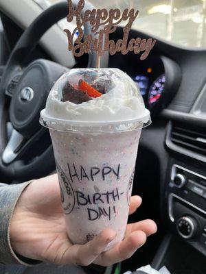 This is the vegan birthday cake milkshake