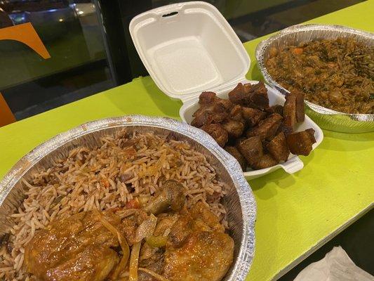 Chicken Stew with rice and beans, Gryo, black rice and peas with veggie stew!