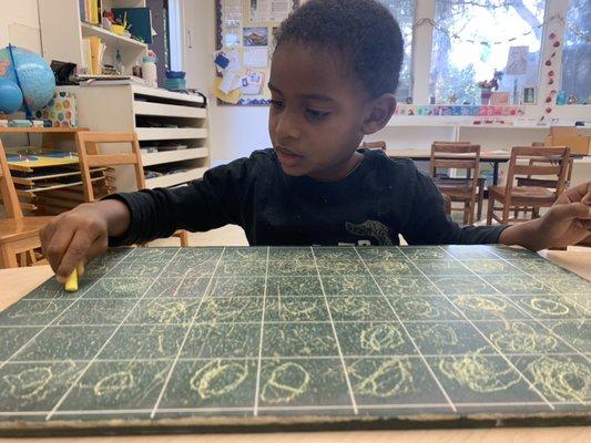 Primary Classroom, pre-writing exercise: chalkboard.