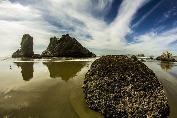 Bandon Beach Mighty Reflecting Rocks Oregon Coast This Print sale https://www.qlimages.com/oregon-coast-images Print Acrylic Canvac Frame