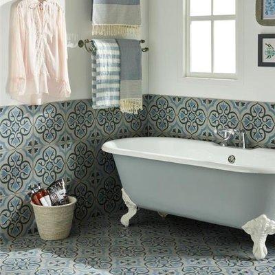 Painted and cement tiles are perfect for a cottage look