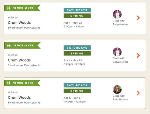 Crum Woods, Swarthmore -- Tinkergarten Classes, Spring 2020