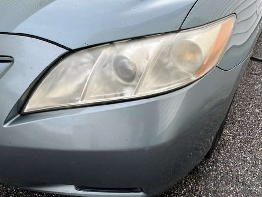 Customer wanted their headlights buffed, this is before