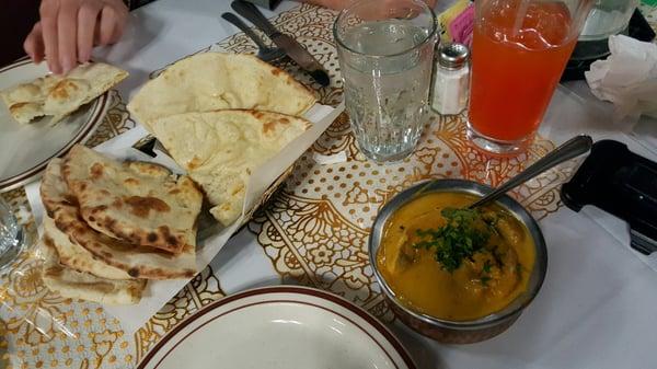 Shrimp Mushroom, naan and Fanta orange.