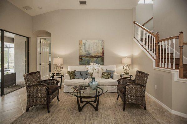 Living Room in a Lakewood Ranch Home. Professionally Staged by Doshia Wagner of NonStop Staging.