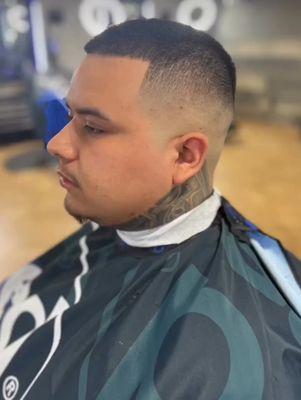 Mid Bald Fade with Line-Up