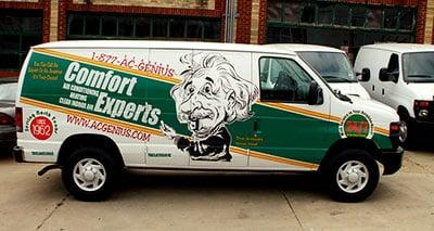 Our green and white Comfort Experts Service vans are some of the most recognizable on the road.