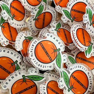 Locally Made Orange Circle Pin