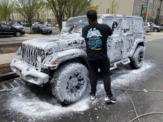 Our infamous foam bath.