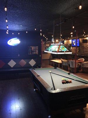 Save money and come enjoy our free pool table.