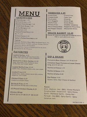 Menu as of 11/27