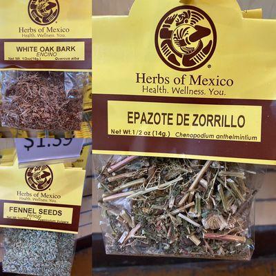 Herbs of the Day: epazotedezorrillo whiteoakbark #encino #hinojo fennelseeds