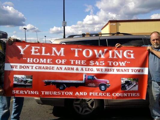 Custom vinyl banner for Yelm Towing