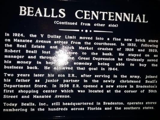 Bealls Centennial Historical Marker