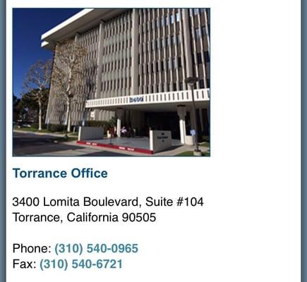 NEW LOCATION  3400 LOMITA BOULEVARD, SUITE 104 TORRANCE, CA 90505