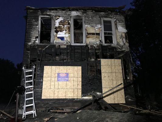 Orion Construction boarded up this home after a fire.