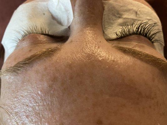 During classic lash extensions