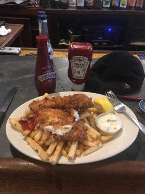 Friday during lent. Fish and chips. Two nice pieces of haddock loads of chips