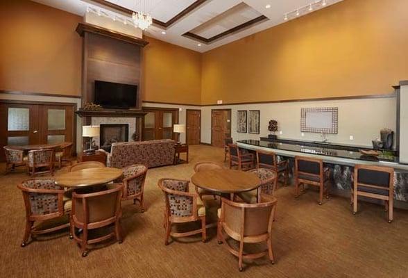 SilverCreek On Main Senior Living Pub Area and Community Gathering Space Maple Grove, MN