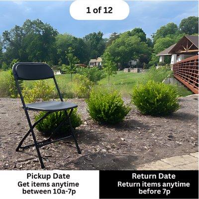 Black Plastic Folding Chair
$3 per day