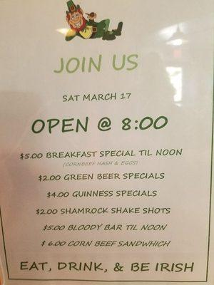 St. Paddy's Day Specials!!