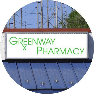 The original Greenway Pharmacy sign (retired in 2023)