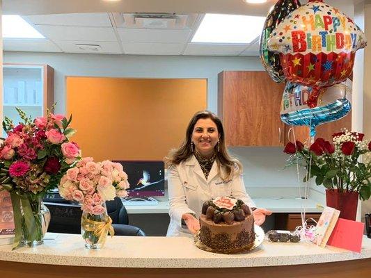 Dr. Daoud all smiles on her birthday!