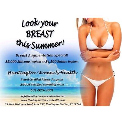 Breast Augmentation Special! $5,000 Silicone implants or $4,500 Saline Implants! Board Certified Plastic Surgeons!