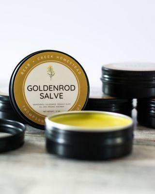 Locally foraged goldenrod salve that works wonders for anything skin related. It's basically nature's neosporin but also helps with pain.