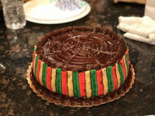 Rainbow cookie Cannoli cake