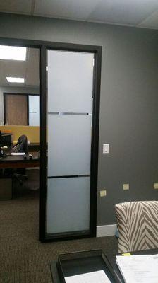 Frost privacy film for Law office in Santa Clara.  Custom 1" revel