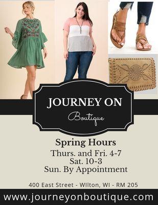 Stop in and check us or shop online at www.journeyonboutique.com