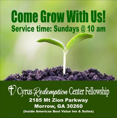 Cyrus Redemption Center Fellowship, a Christ-centered, Bible-based, Holy Spirit-led family-oriented church located in Hampton, Georgia. We e