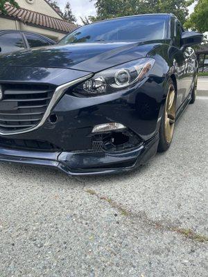 Broken Bumper, Broken Aftermarket Lip, Missing Foglight assembly