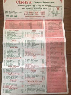 I order from here all the time and can never find a menu online, so here it is.