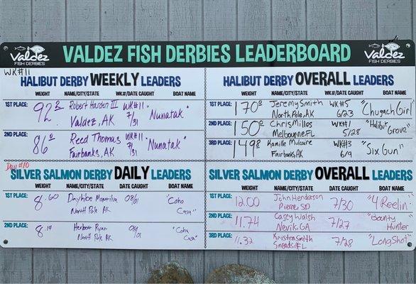 They even have a Valdez Fish Derby for biggest fish caught.