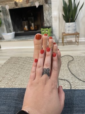 Dip powder mani  & Gel pedi