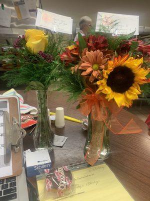 My thank you arrangements from my boss.