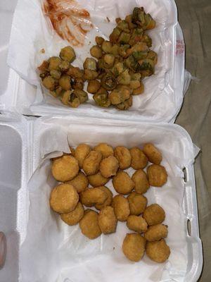 Large corn nugget and okra!!!! Delicious