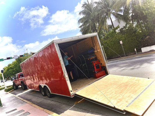 Parked up and unloading on Collins Avenue in North Miami Beach! The move was from Sutton, NH, to North Miami Beach, Fl.