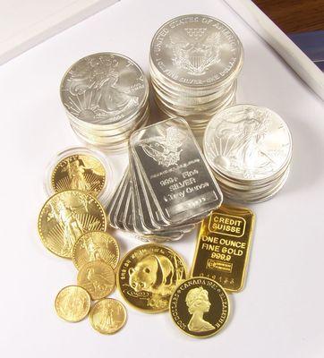 silver and gold coins