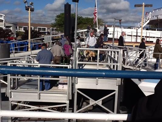 Boarding the boat across from Hyannis Holiday Motel