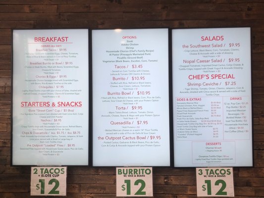 Menu board