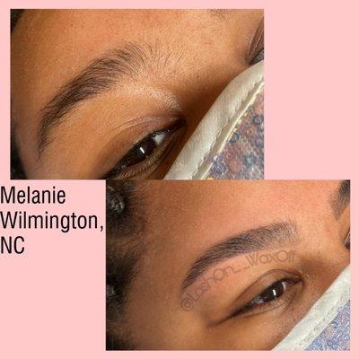 Customized brow dye and shaping. It