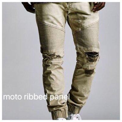 ribbed panel moto joggers